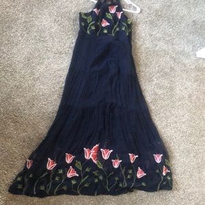 Anthropologie Long/Maxi Embroidered Dress